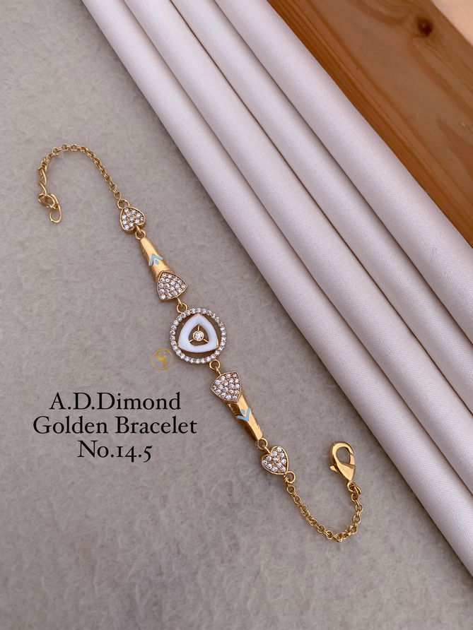 6 AD Designer Diamond Golden Fancy Bracelets Wholesale Price In Surat
